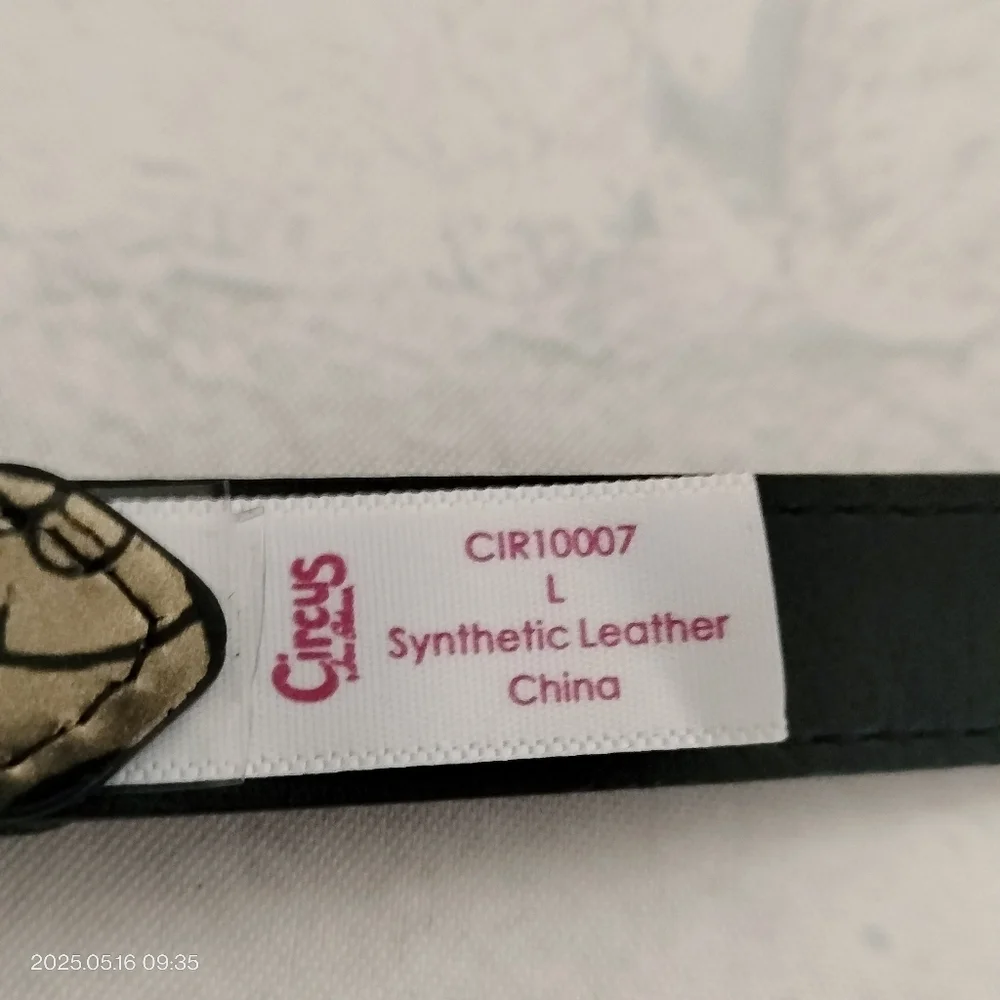 Steve Madden Circus Women Sz Large Belt Stylish Y2K Vegan Leather Gold Lettering